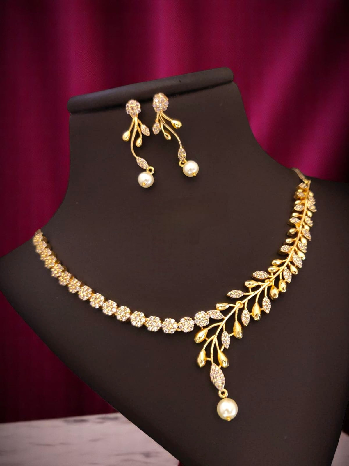 designer cz stone necklace set