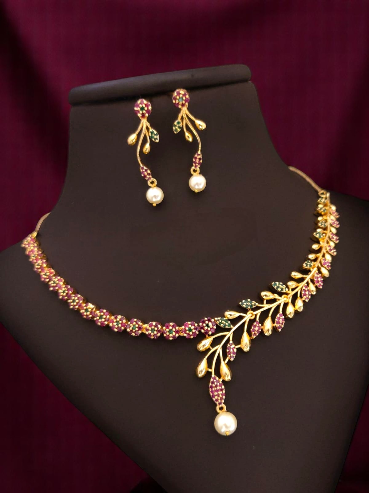 designer cz stone necklace set