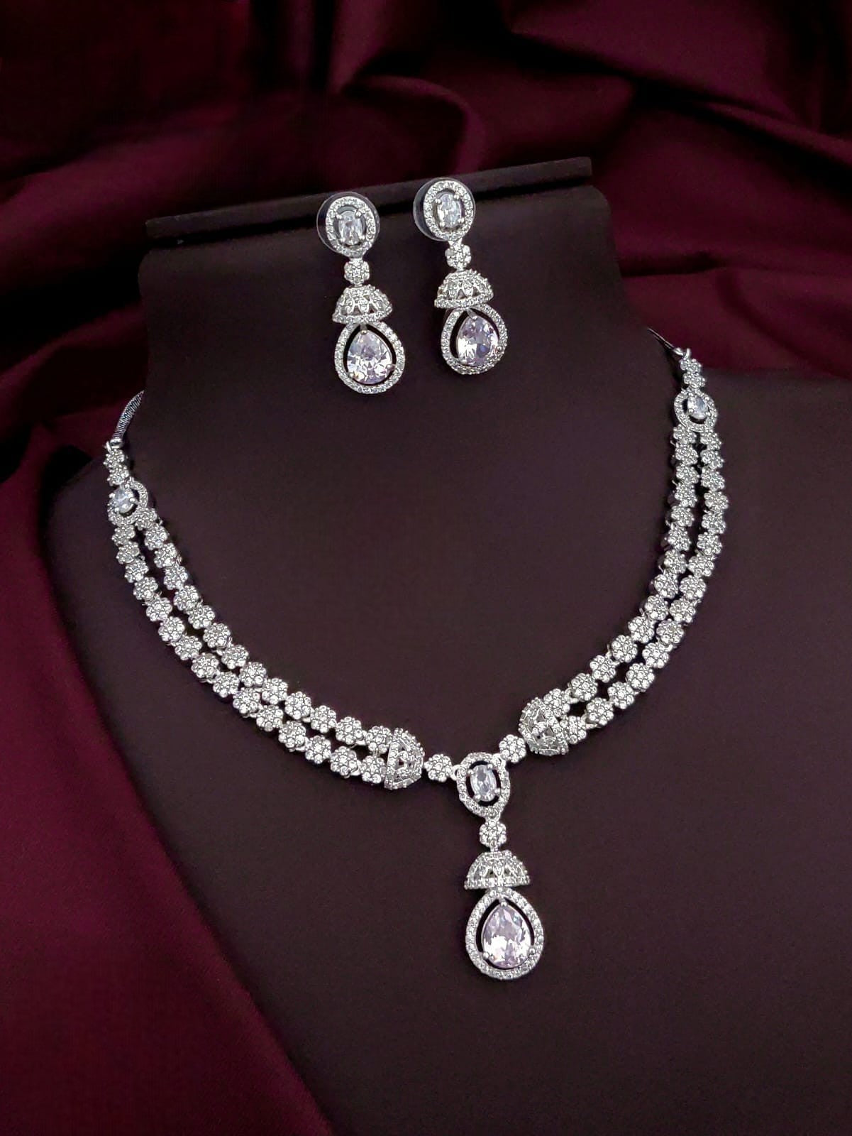 exquisite designer cz stone necklace