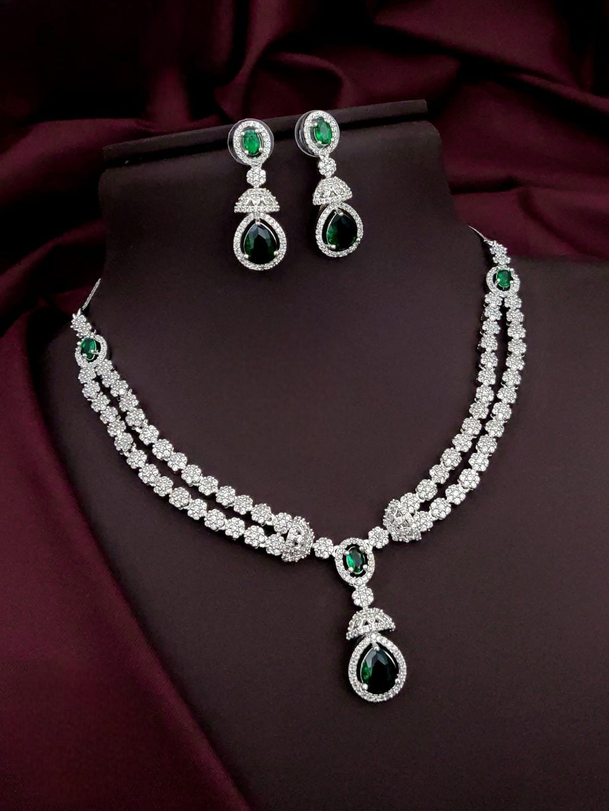 exquisite designer cz stone necklace