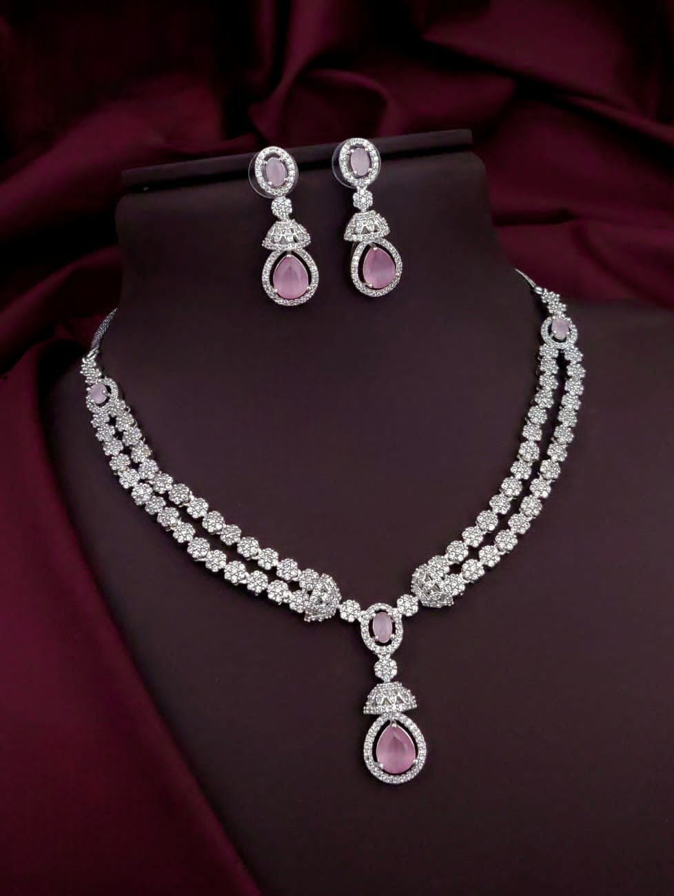 exquisite designer cz stone necklace