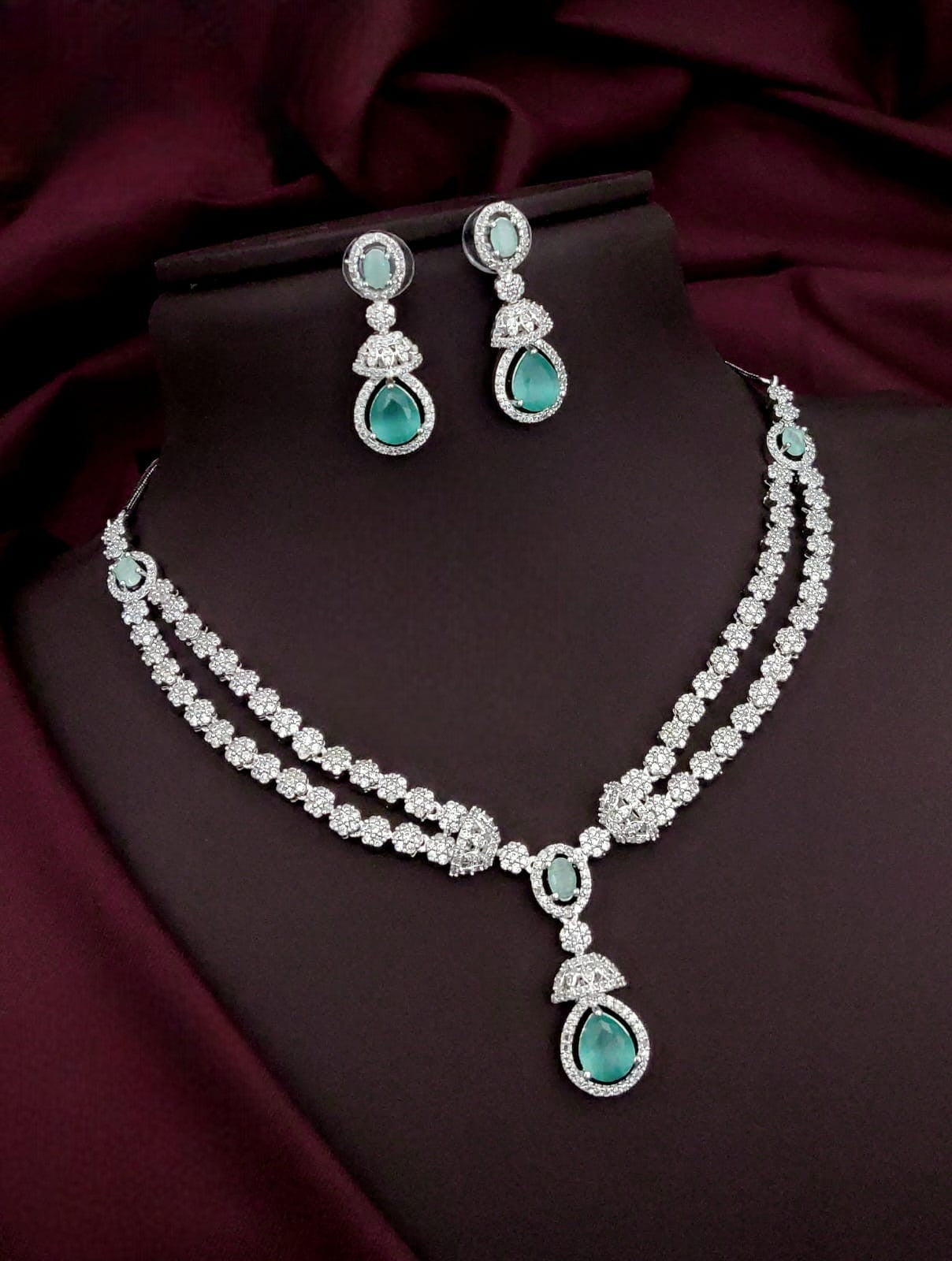 exquisite designer cz stone necklace