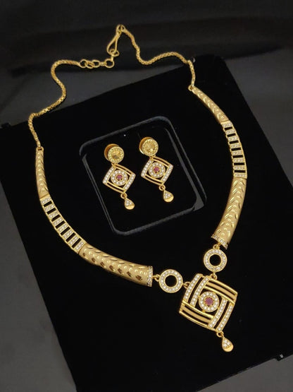 Supreme Gold American Diamond Necklace (Style Options Available)