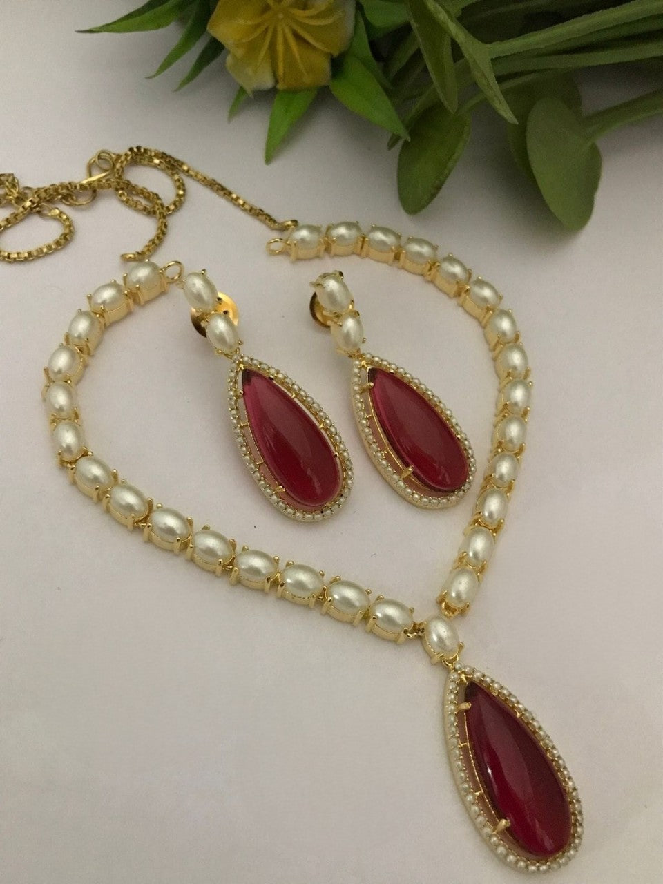 exquisite real pearls & moti jewellery set with beautiful earrings