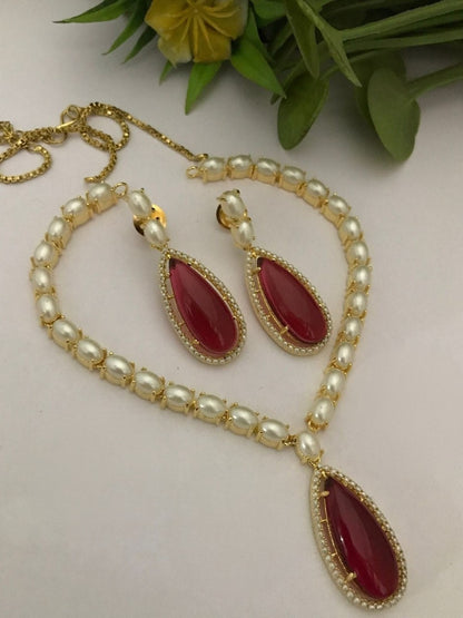 Exquisite Real Pearls & Moti Jewellery Set with Beautiful Earrings