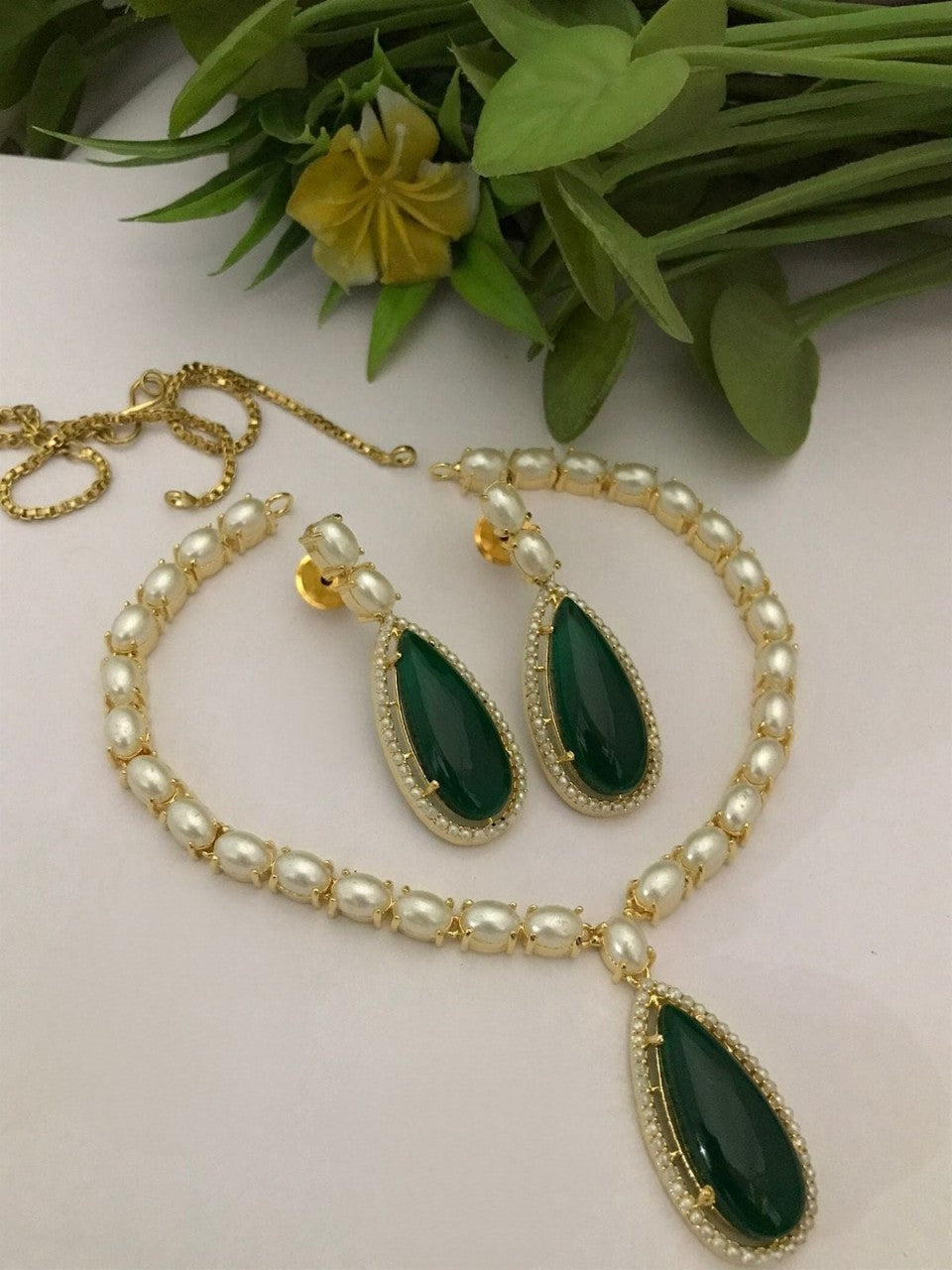 exquisite real pearls & moti jewellery set with beautiful earrings