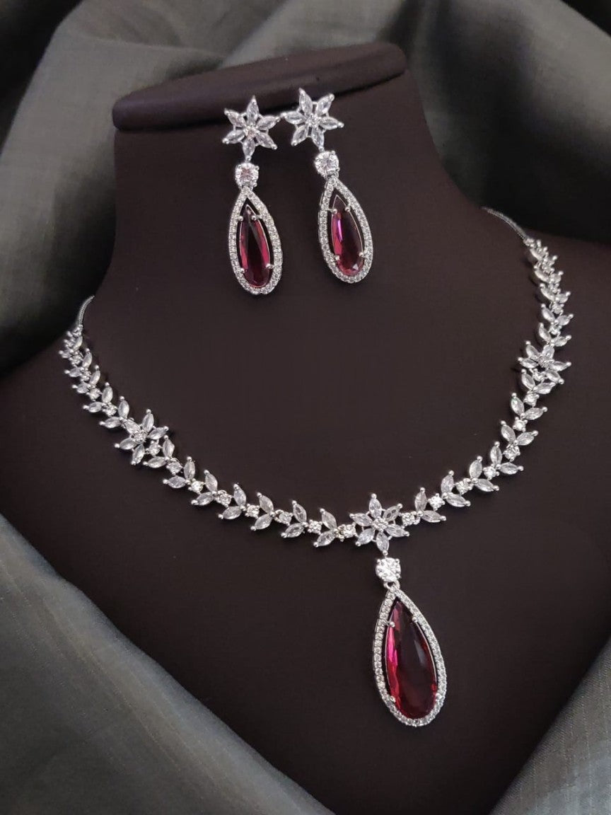 dazzling cz american diamond necklace: