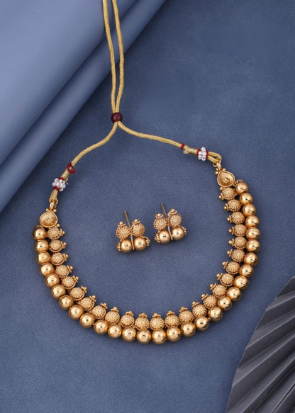 High Gold Antique Beaded Necklace Set