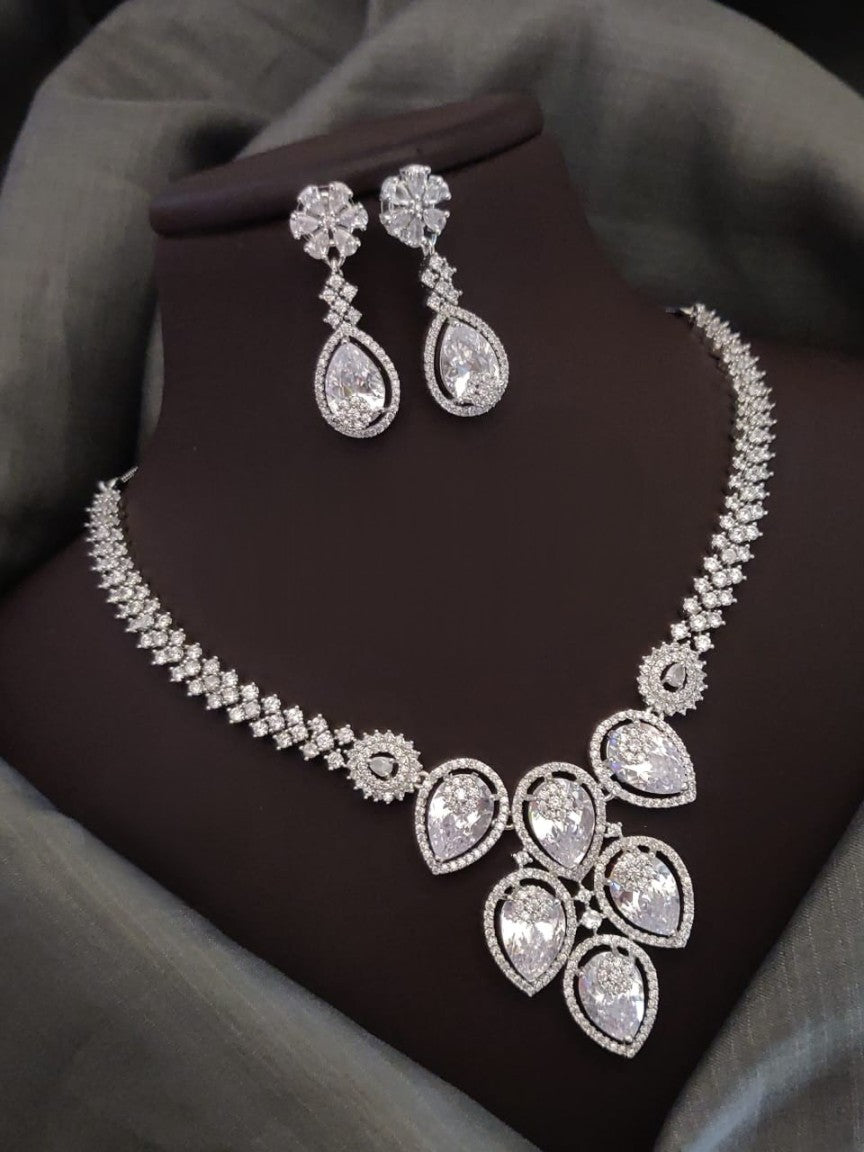 radiant american diamonds & stones necklace set