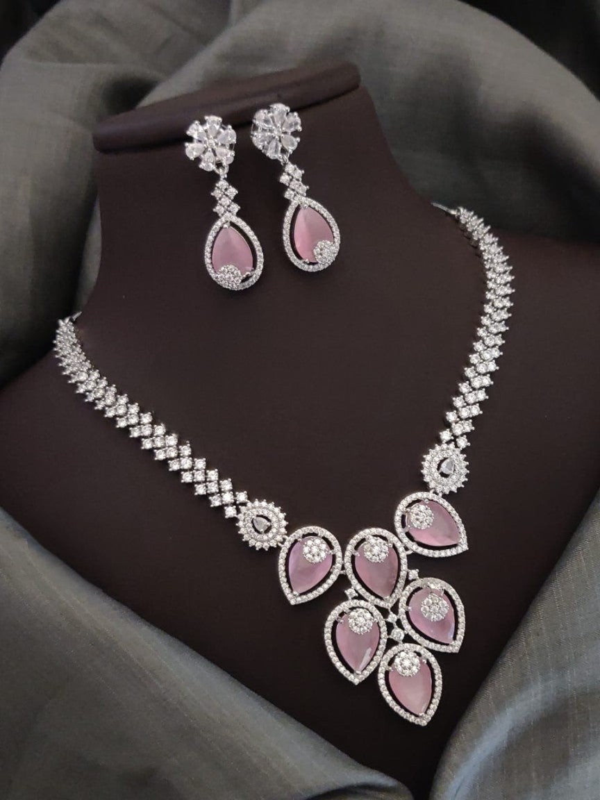 radiant american diamonds & stones necklace set