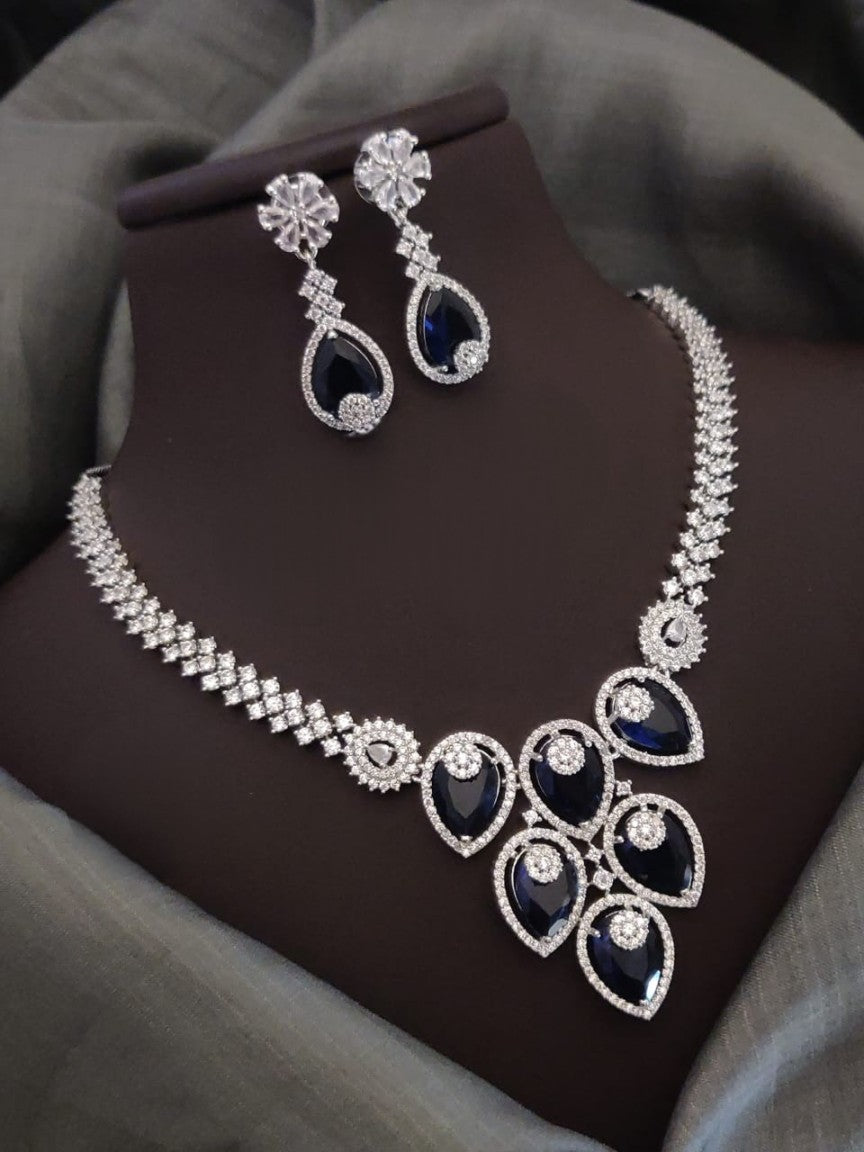 radiant american diamonds & stones necklace set