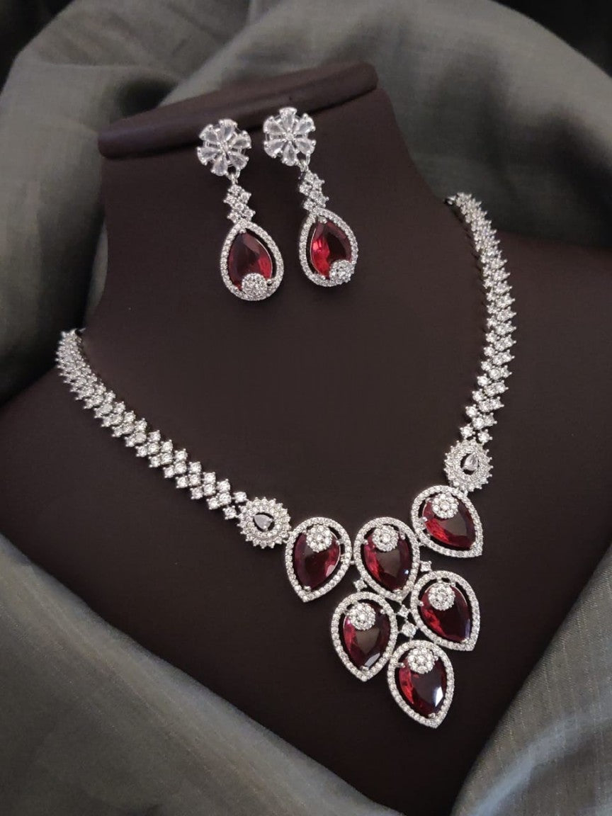 radiant american diamonds & stones necklace set