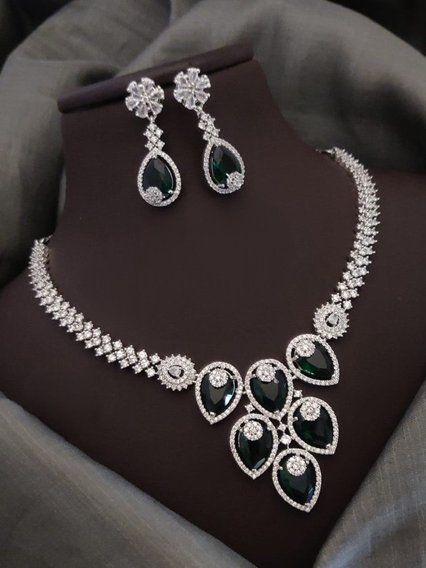 radiant american diamonds & stones necklace set