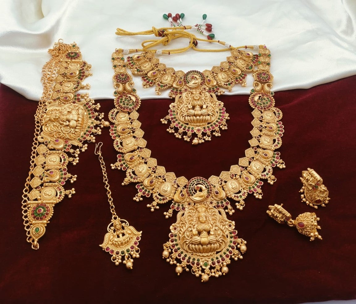 premium quality south temple jewelry set (lakshmi haram) – complete bridal collection