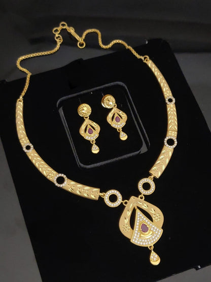 Supreme Gold American Diamond Necklace (Style Options Available)