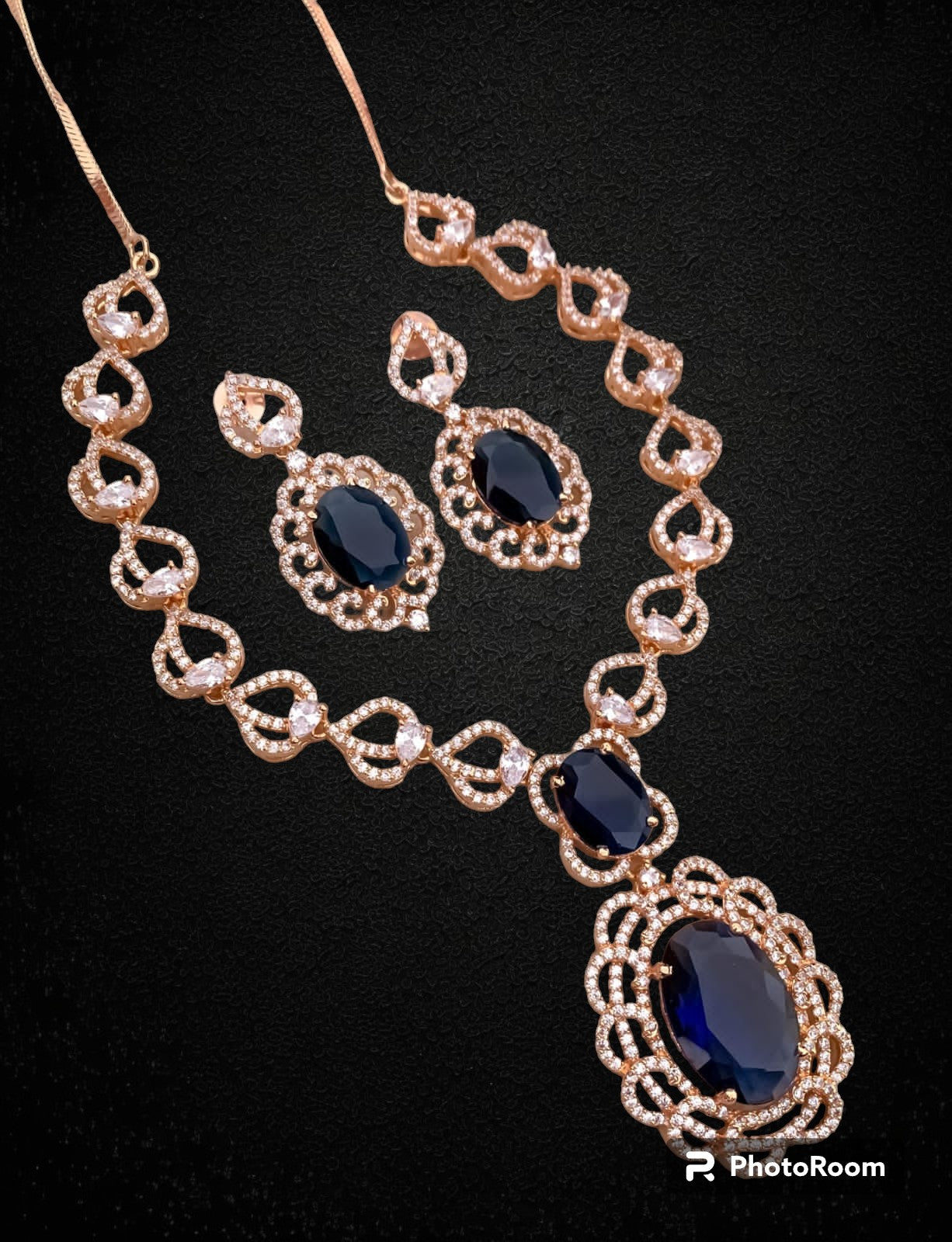 rose gold american diamond necklace