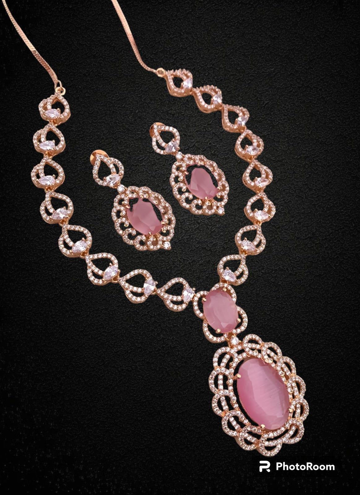 rose gold american diamond necklace