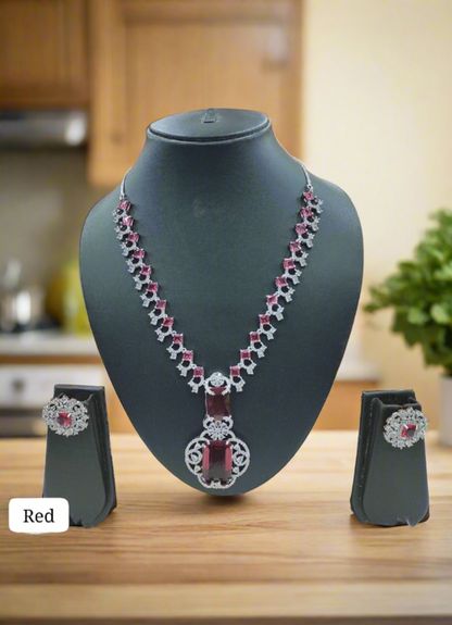 Emerald Elegance: Premium American Diamond Necklace Set