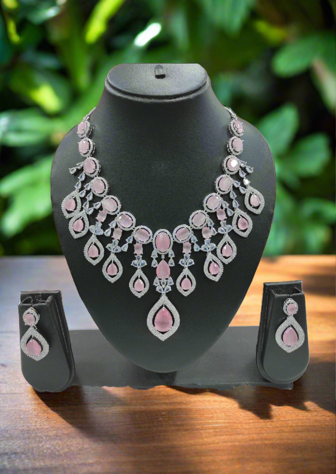 pink elegance - american diamonds bridal jewelry set