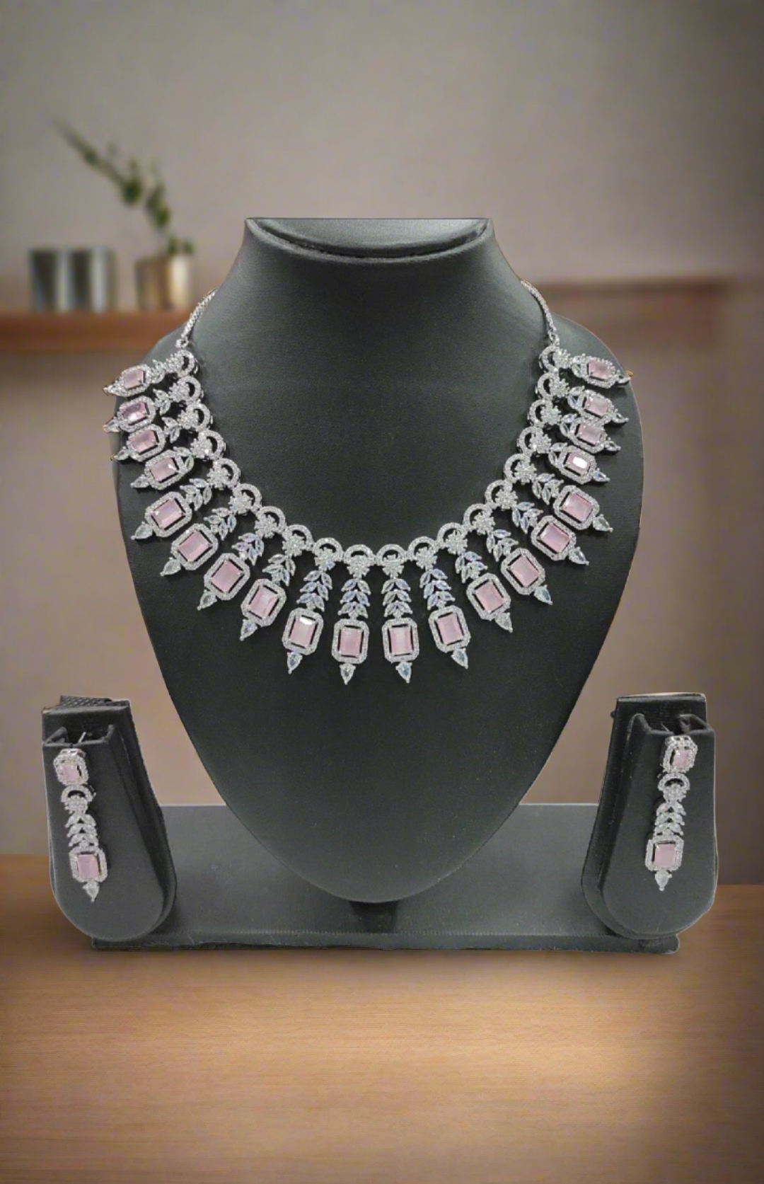 “radiant elegance: american diamond necklace set”