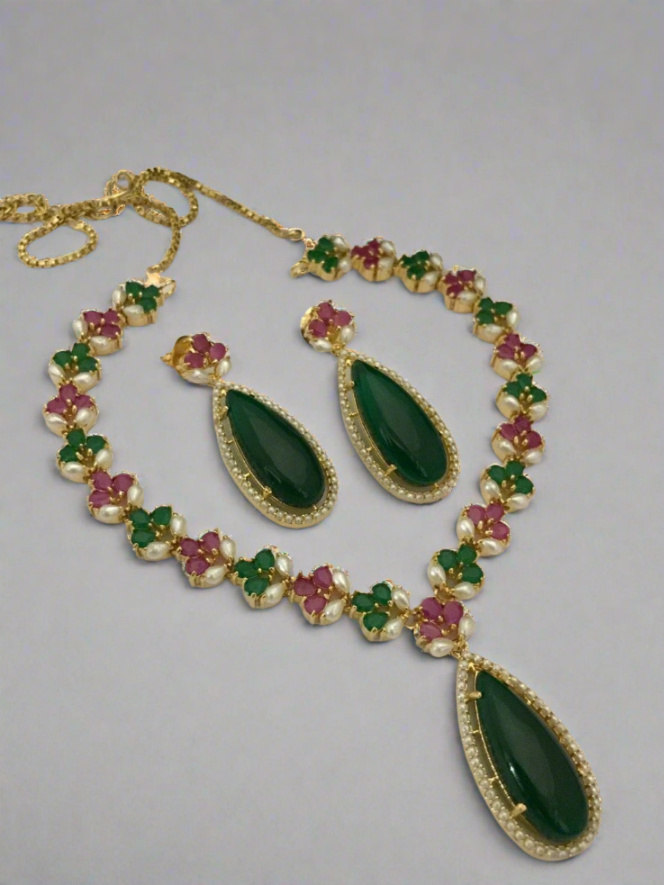 real pearls & moti superhit jewellery set with stunning earrings