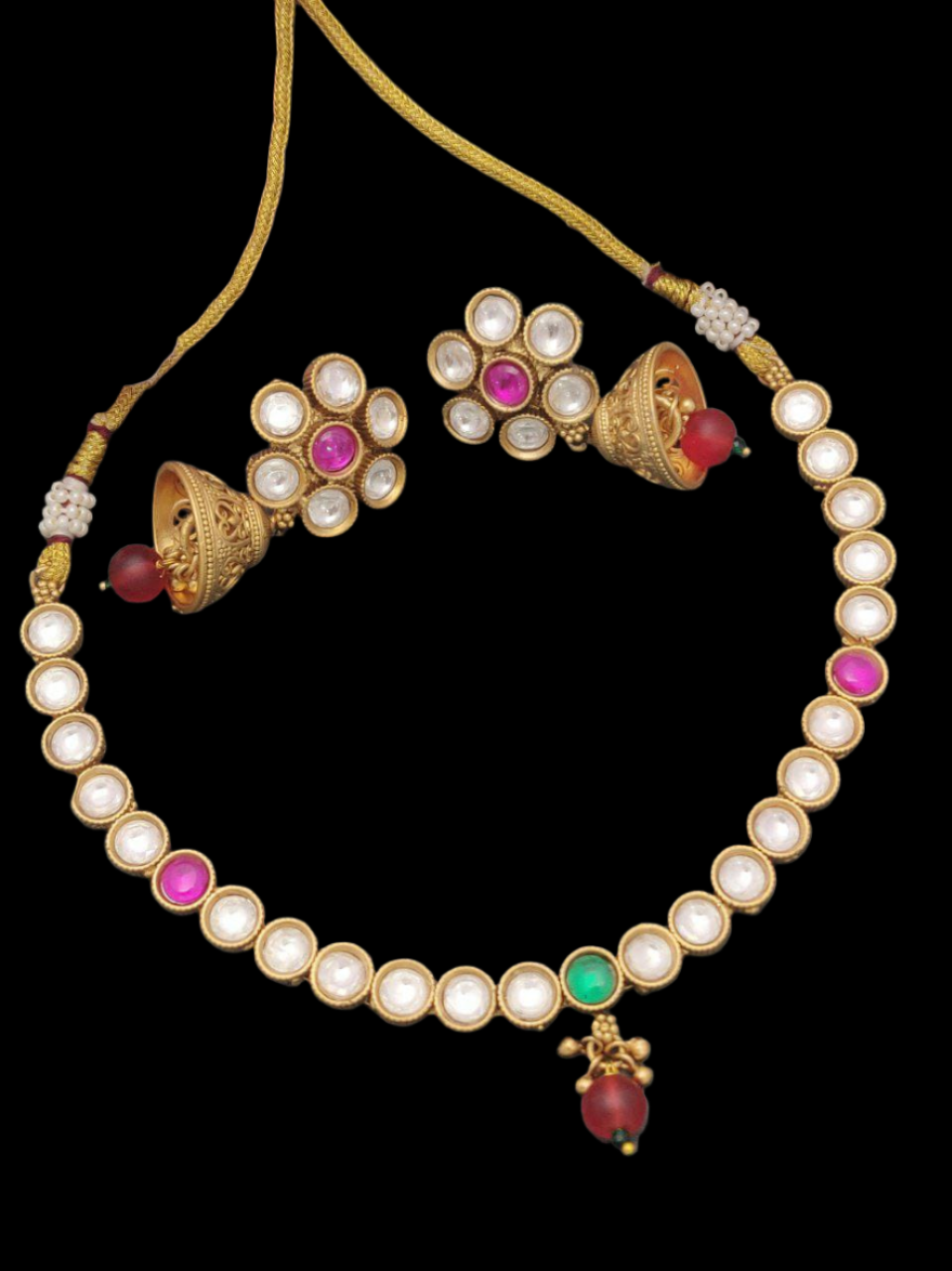 timeless grace: designer antique necklace with earrings duo