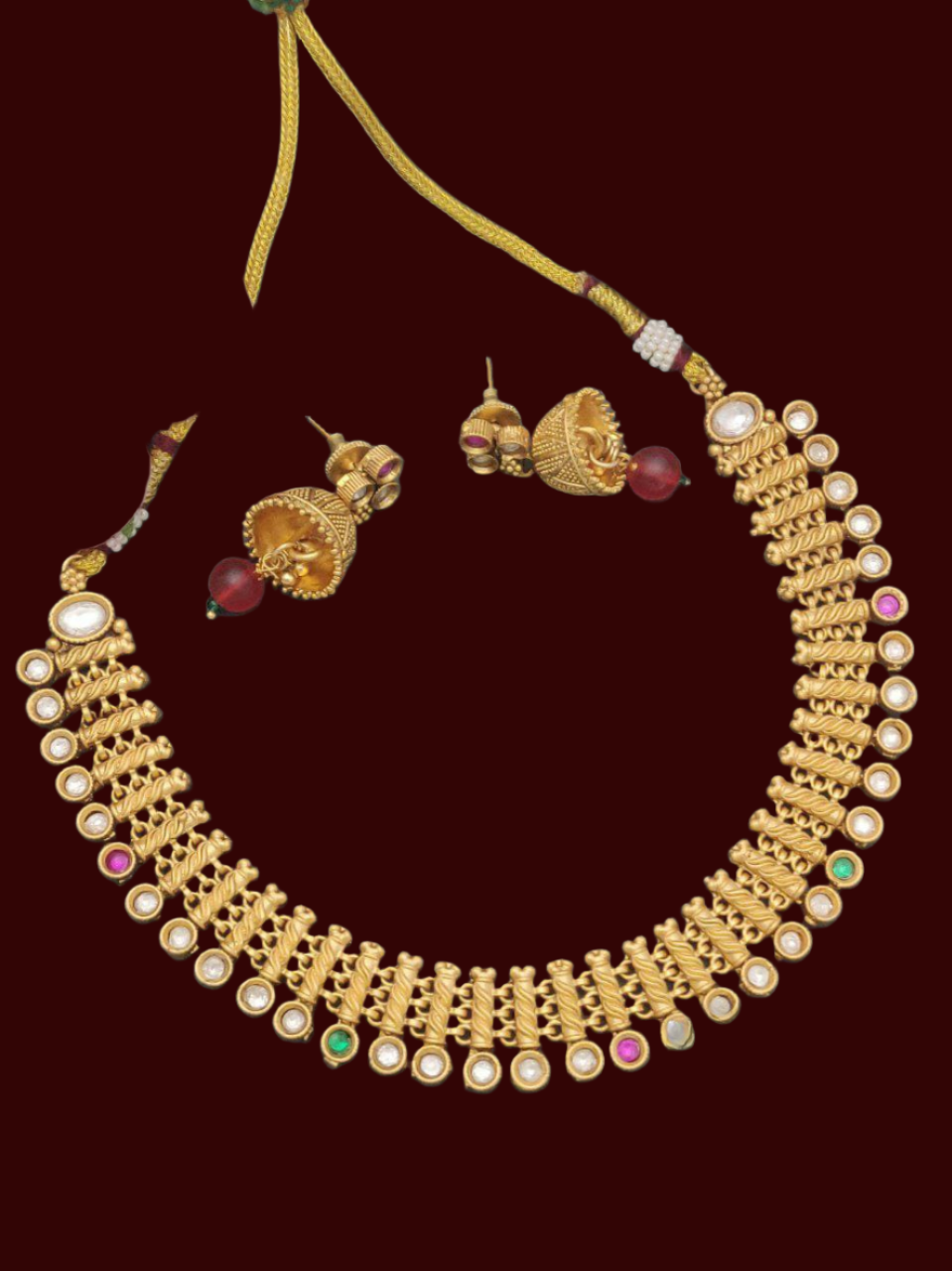 designer antique necklace set with earrings