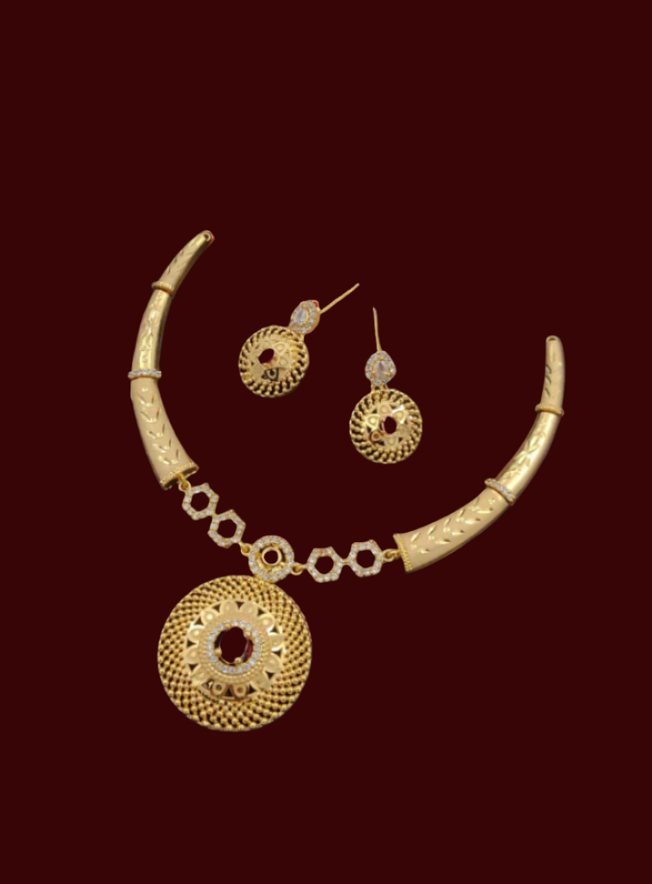 golden glamour: american diamond necklace set