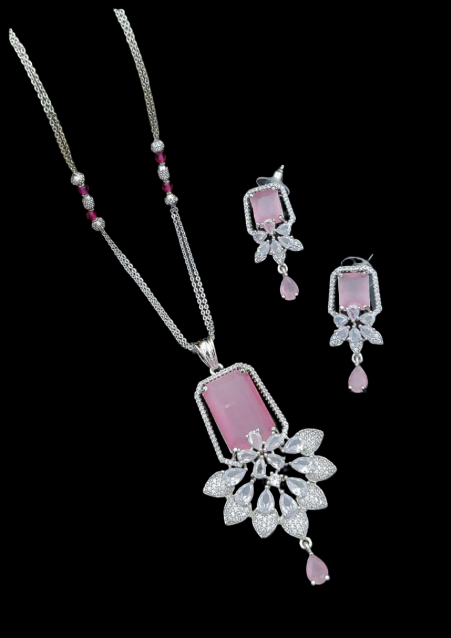 american diamond pendant set with earrings