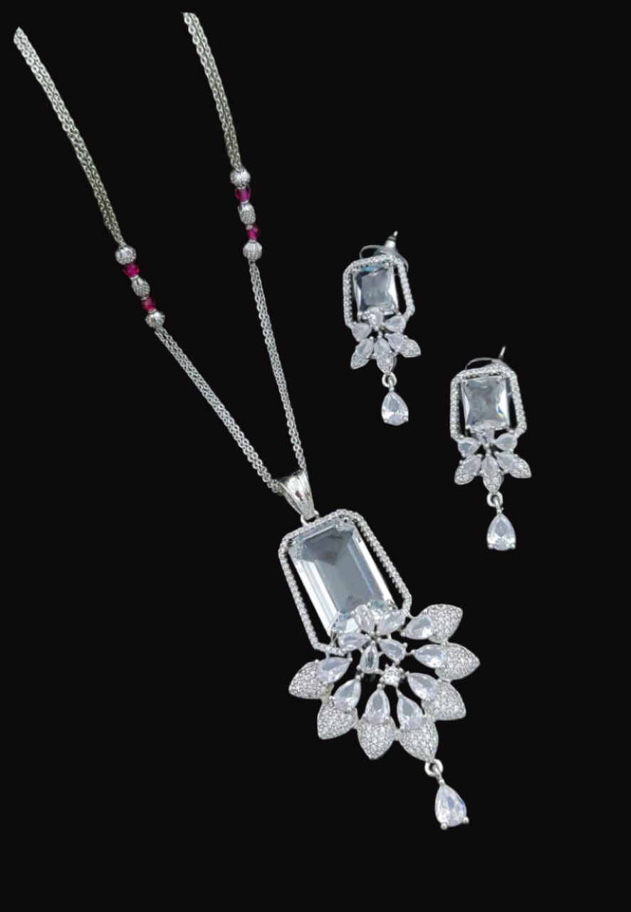 american diamond pendant set with earrings