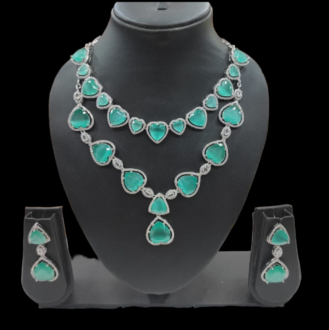 elegant american diamond necklace ensemble: refined glamour