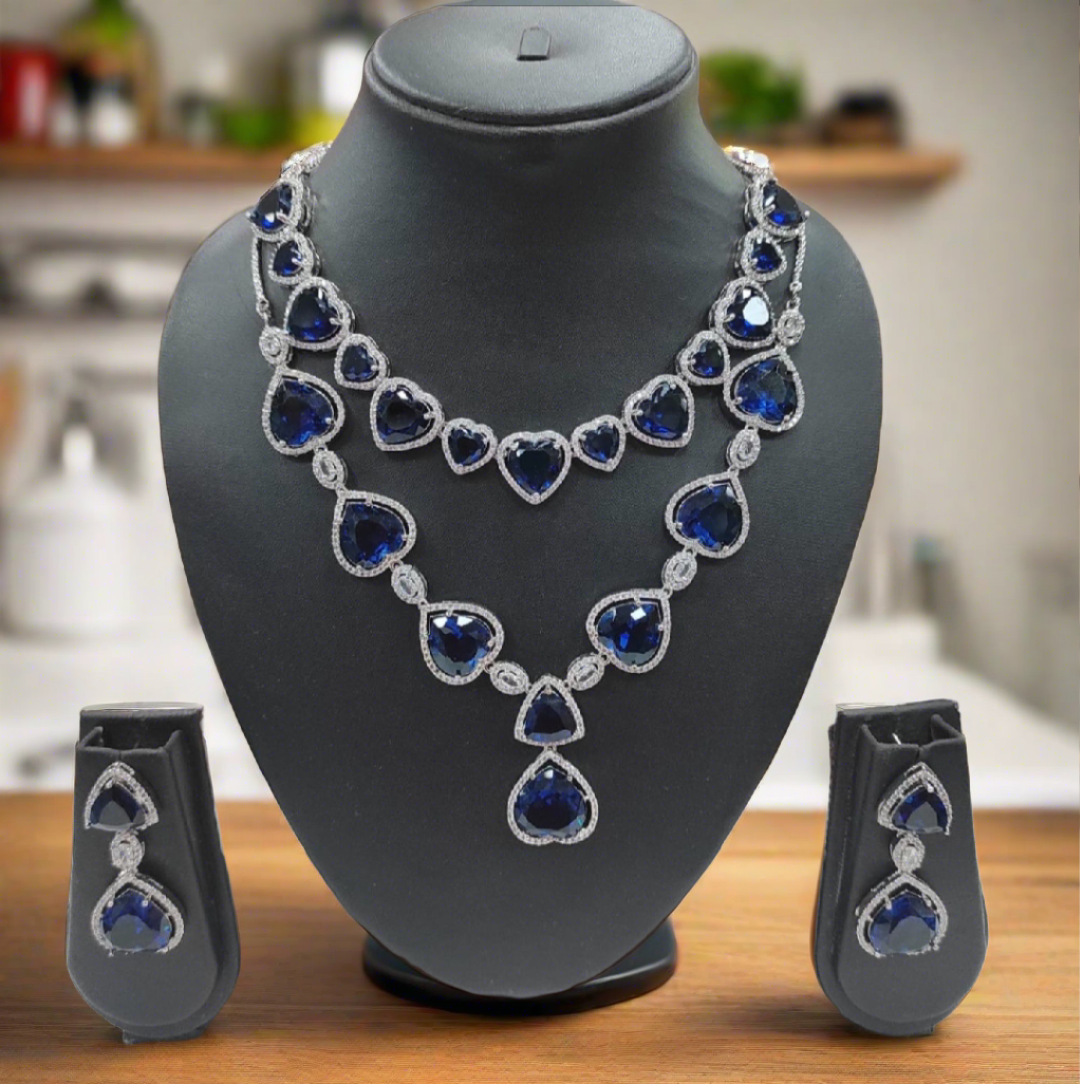 elegant american diamond necklace ensemble: refined glamour