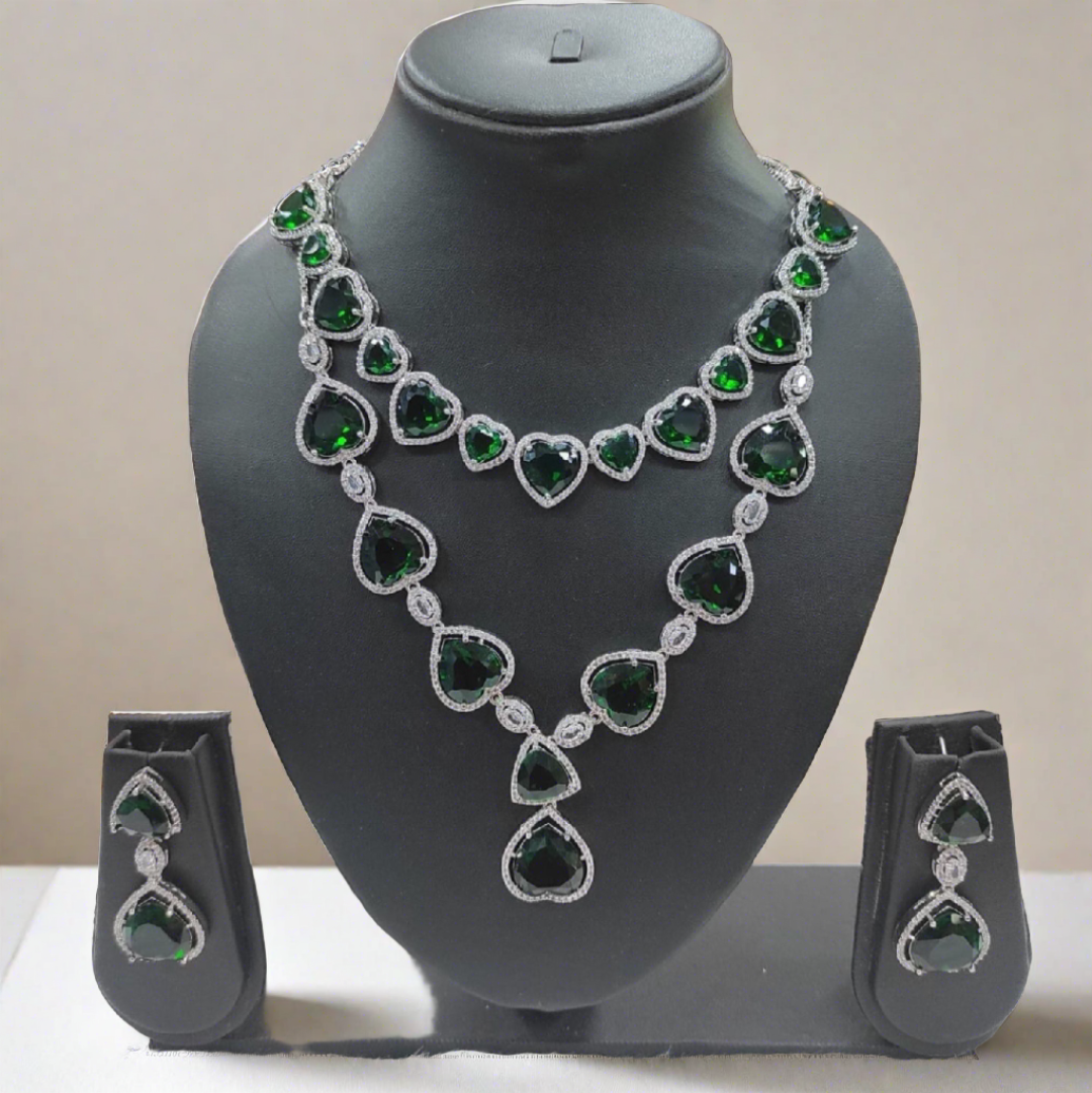 elegant american diamond necklace ensemble: refined glamour