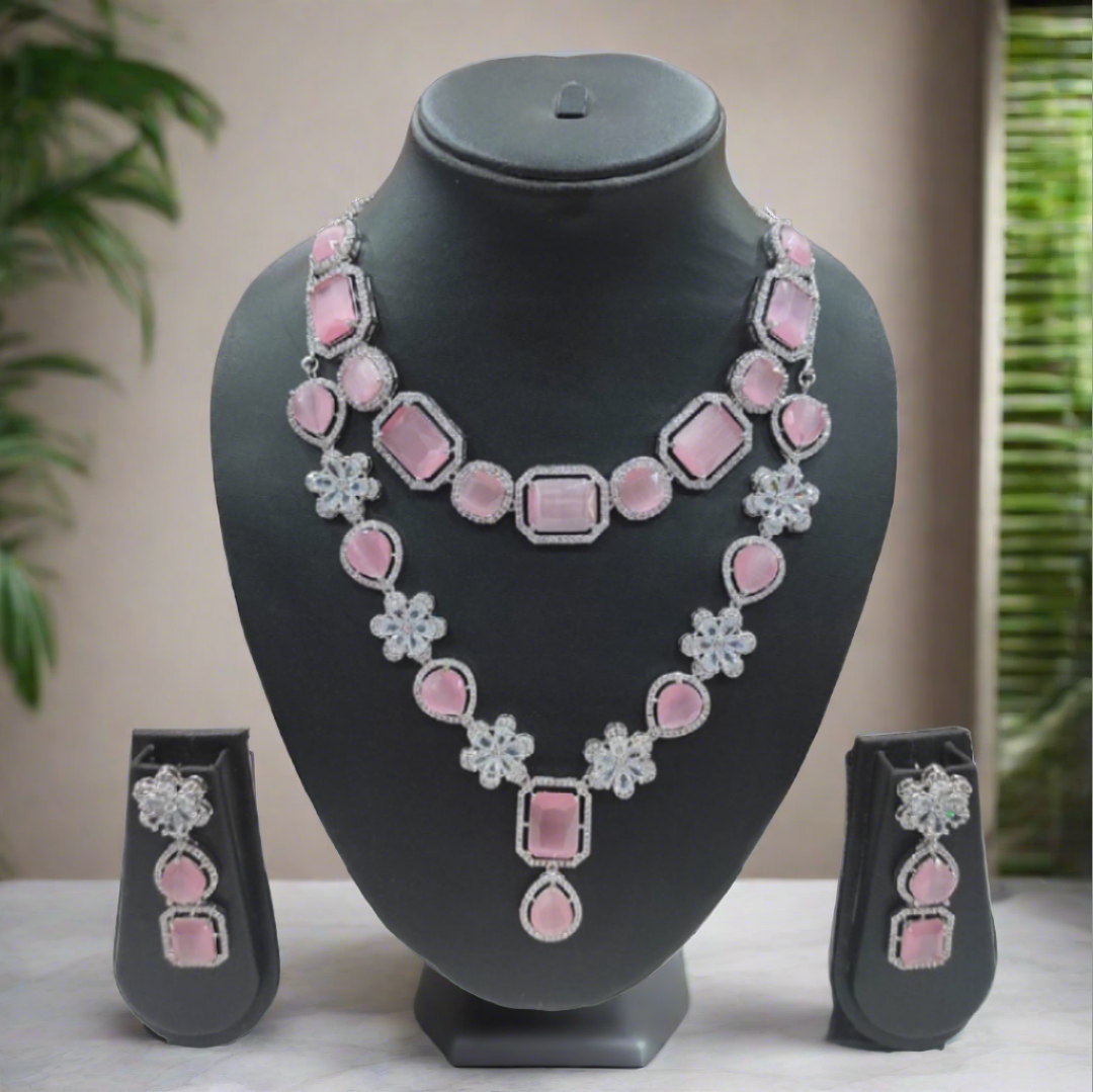 luxurious american diamond necklace set