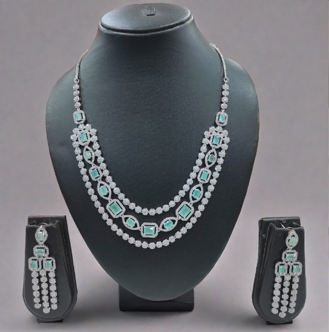 elegant american diamond necklace set