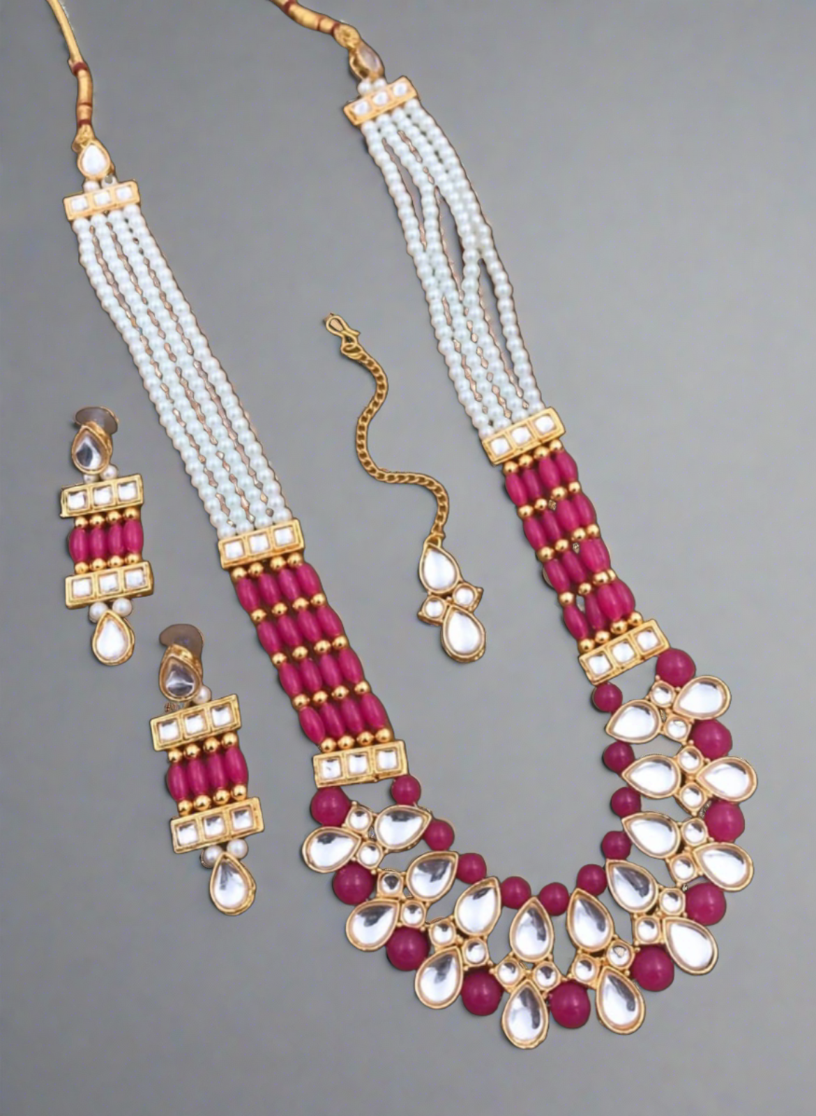 radiant crystal moti necklace set