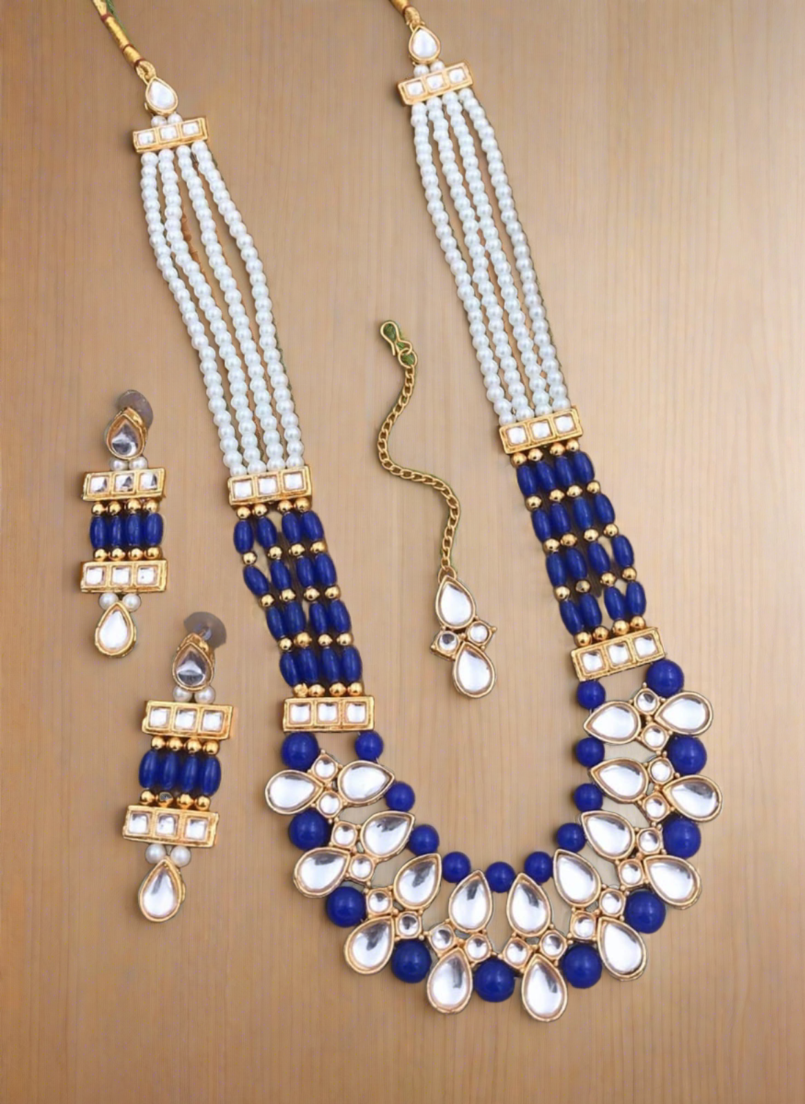 radiant crystal moti necklace set