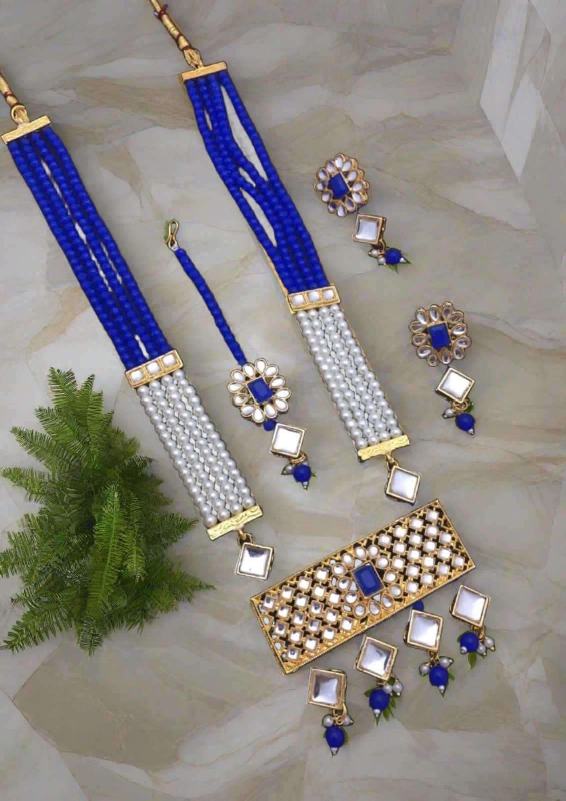 crystal elegance: kundan long necklace set