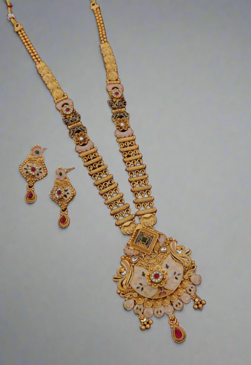 sophisticated high gold long jewelry set