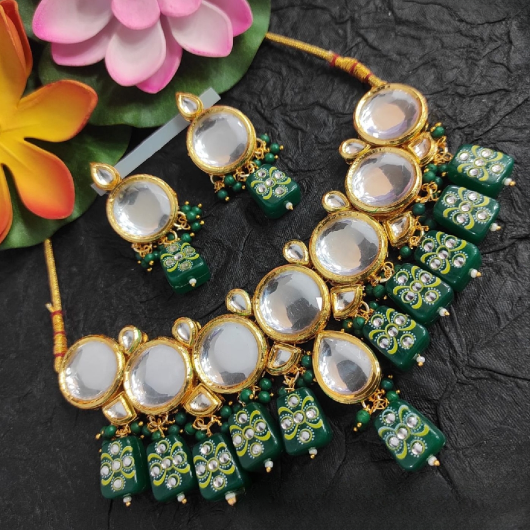 premium kundan necklace with back meenakari