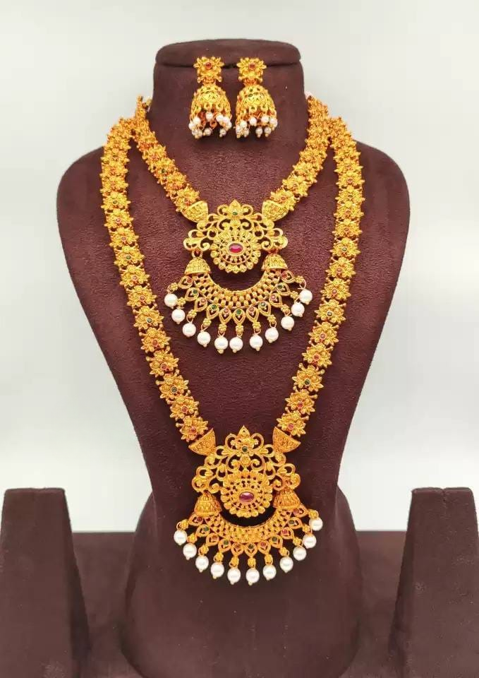 exquisite high gold plated antique south necklace set with earrings