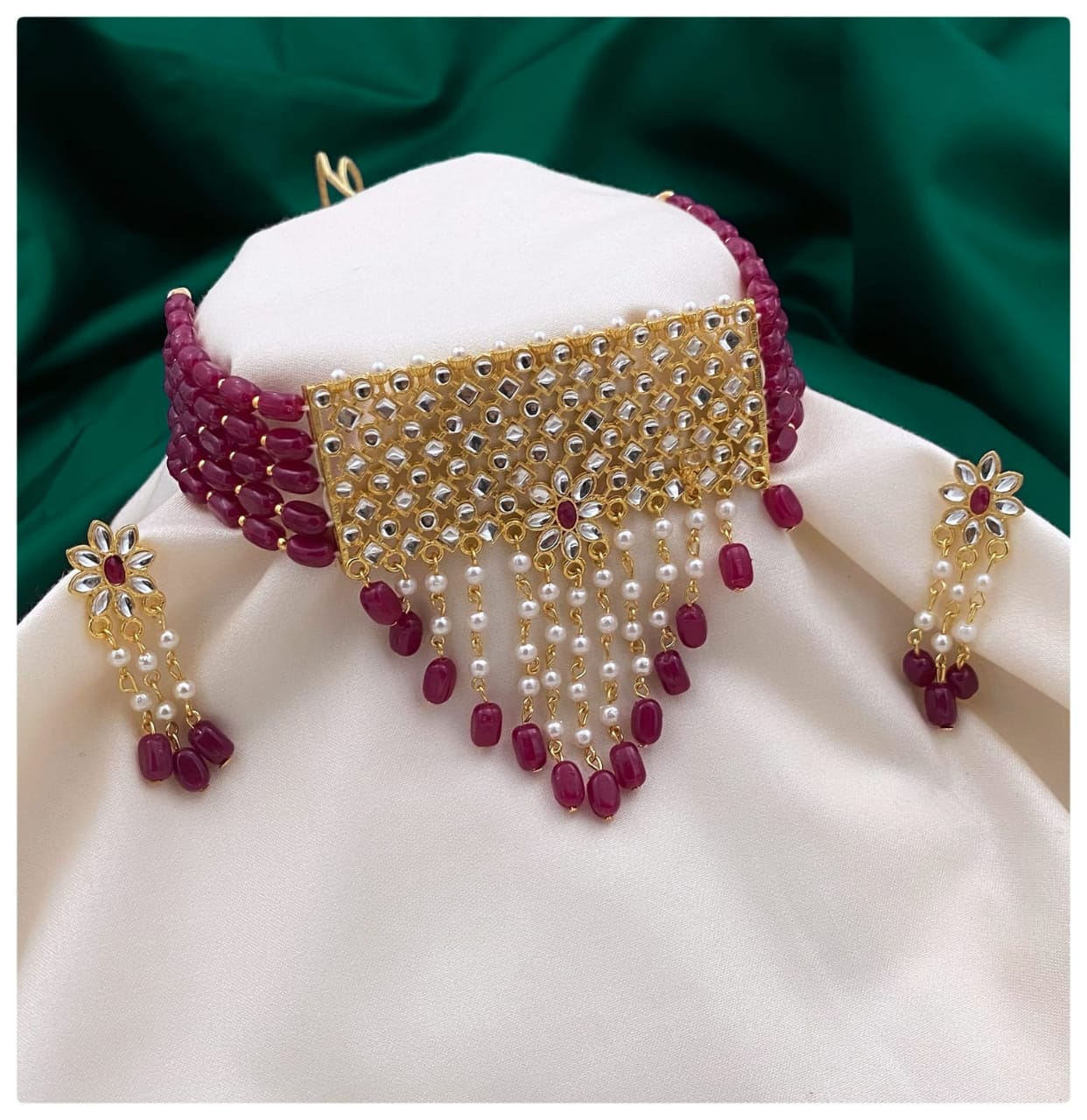 regal opulence: kundan and beads choker set