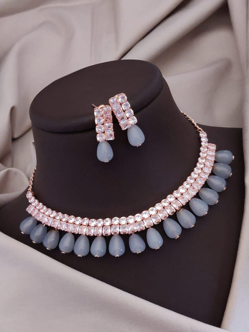 american diamond & beads necklace set