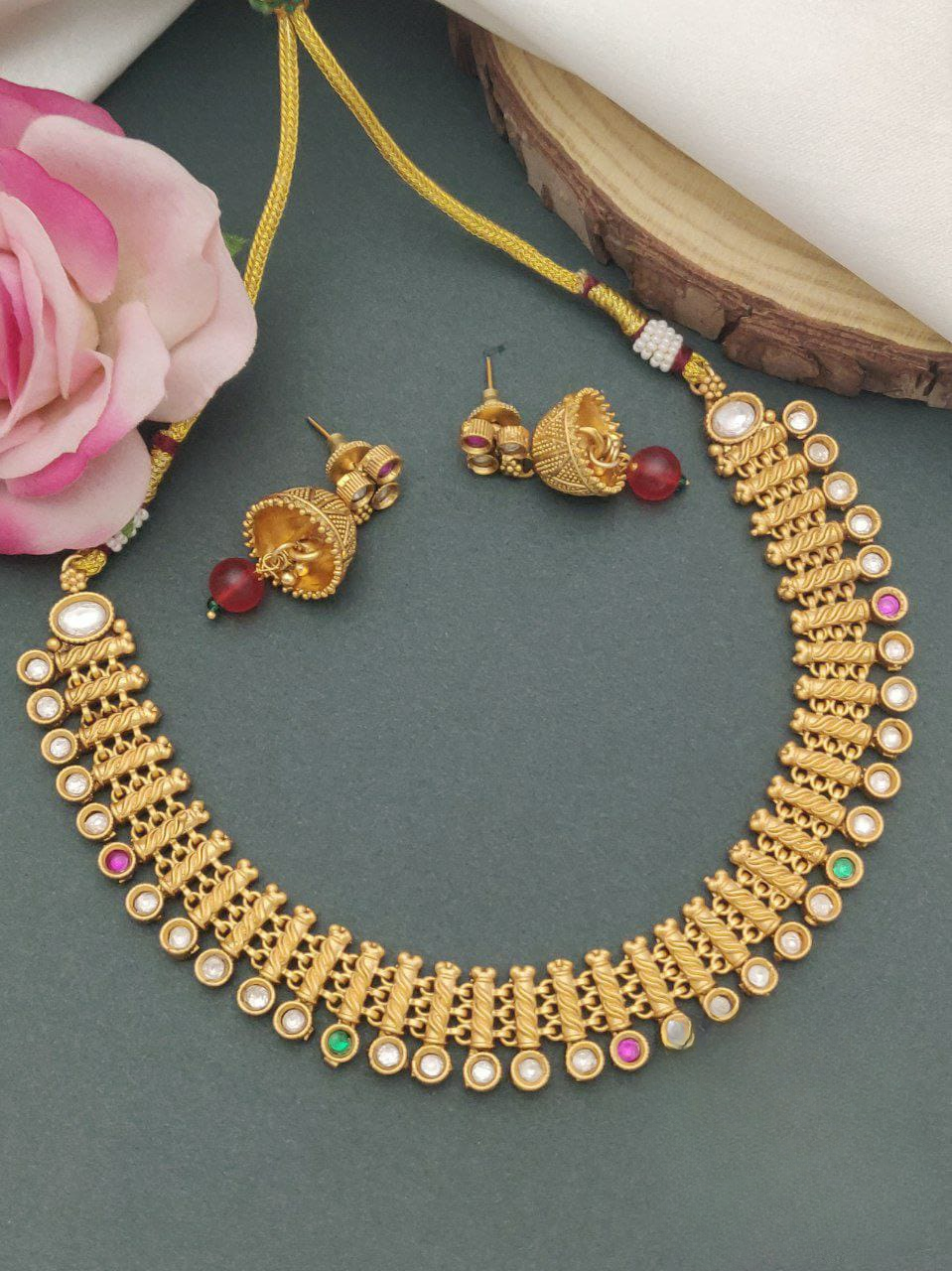 designer antique necklace set with earrings