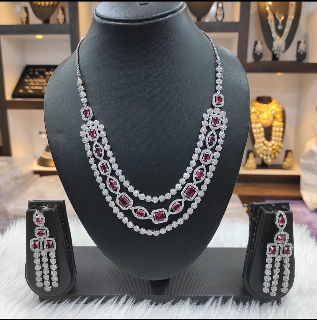 elegant american diamond necklace set