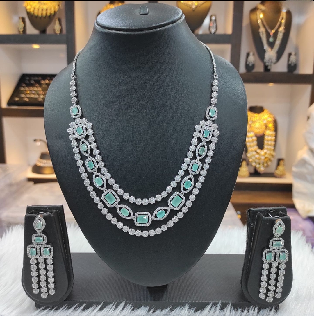 elegant american diamond necklace set