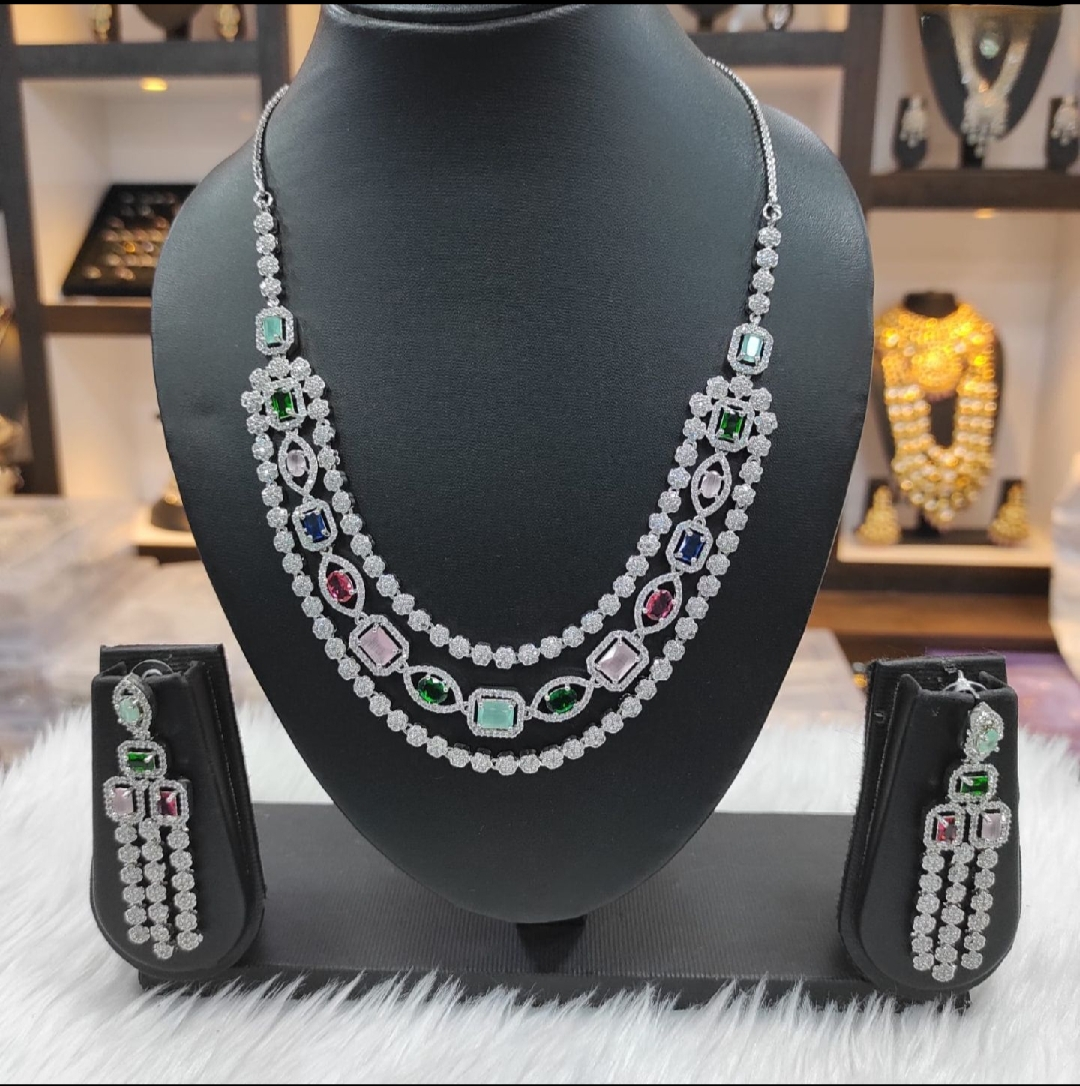 elegant american diamond necklace set