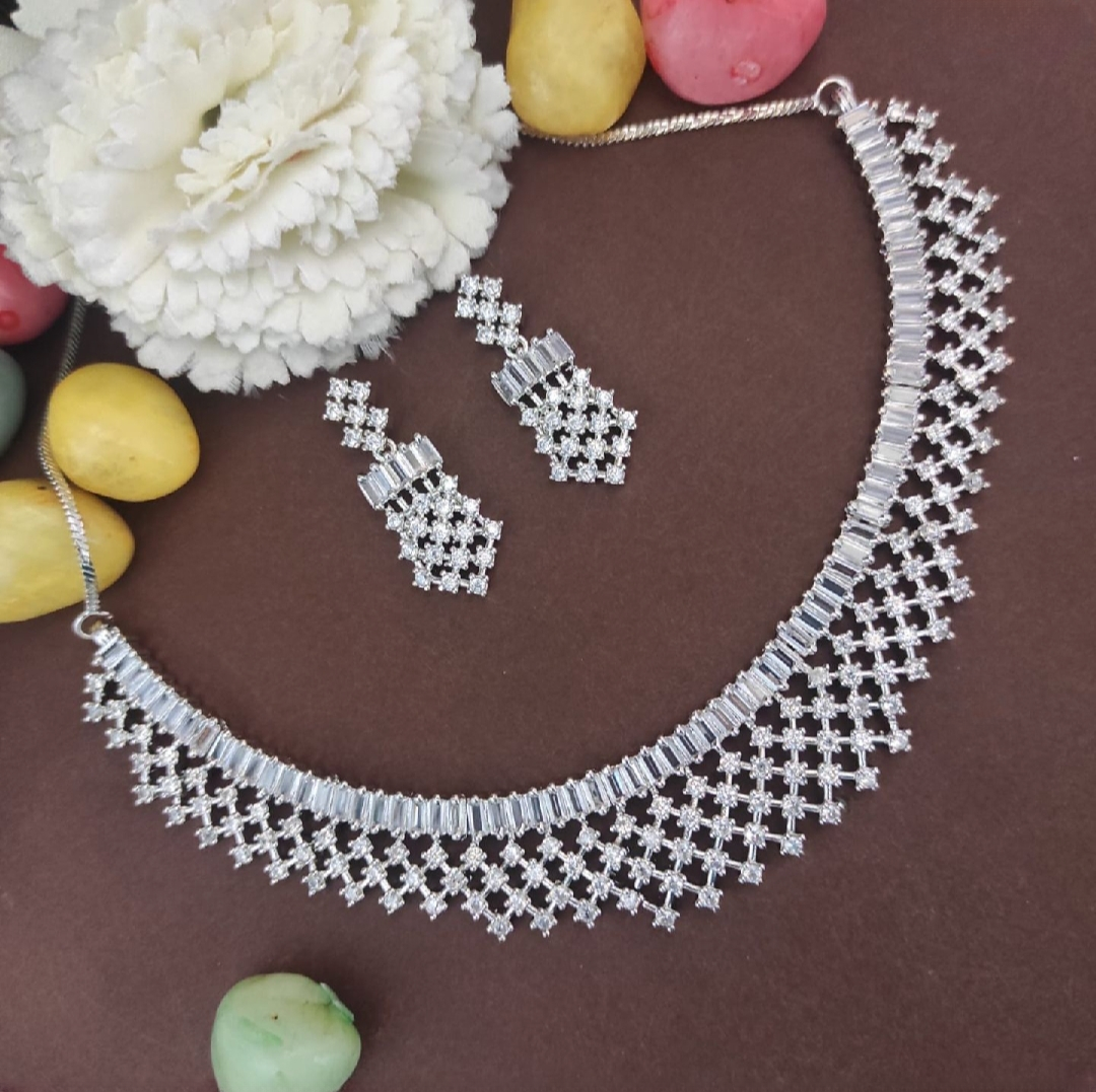 radiant american diamond necklace