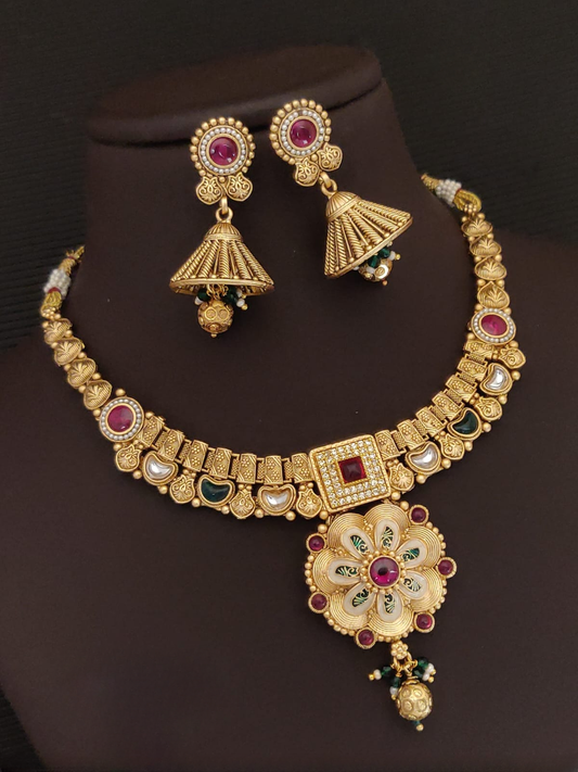 Radiant Heritage: Brass Antique High Gold Hasadi Set