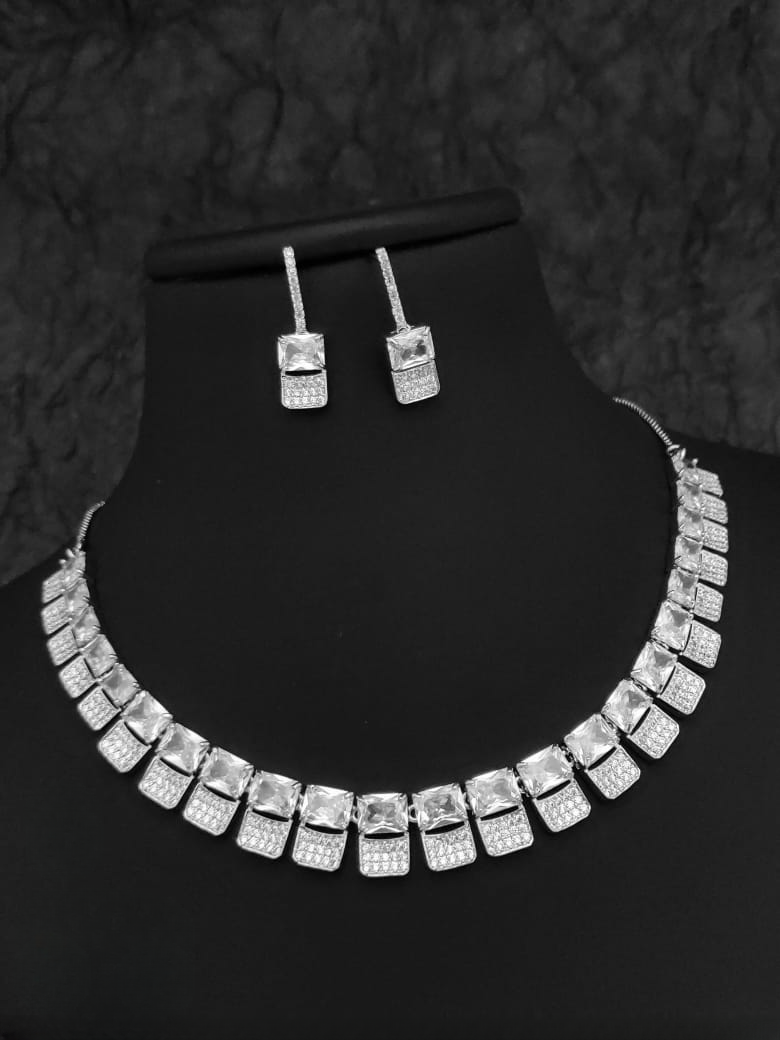 dazzling brilliance: silver american diamond necklace for timeless sparkle